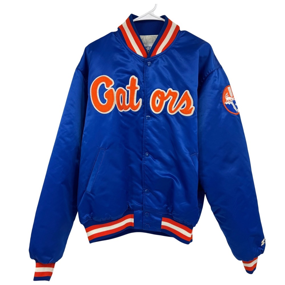 Vintage Starter Florida Gators Bomber Jacket Blue Satin Varsity Mens XL USA Made